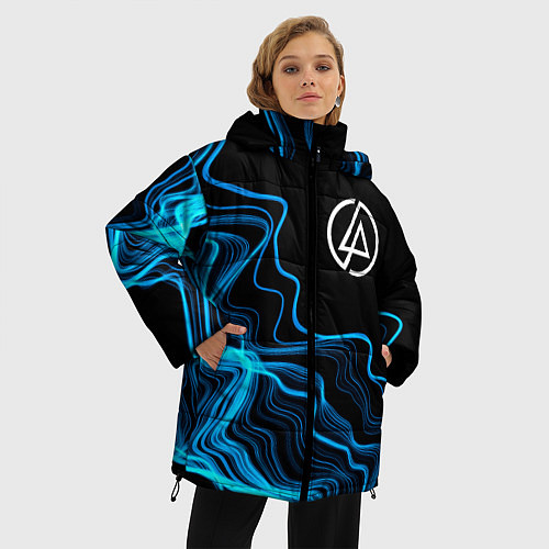 Женская зимняя куртка Linkin Park sound wave / 3D-Черный – фото 3