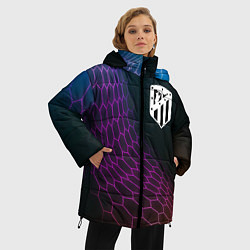 Куртка зимняя женская Atletico Madrid футбольная сетка, цвет: 3D-черный — фото 2