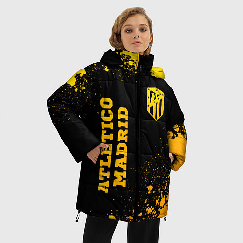 Женская зимняя куртка Atletico Madrid - gold gradient вертикально / 3D-Черный – фото 3