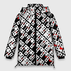 Куртка зимняя женская Абстрактный узор на чёрном фоне, цвет: 3D-черный