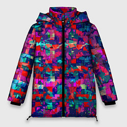 Куртка зимняя женская Разноцветные осколки стекла, цвет: 3D-черный