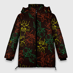 Куртка зимняя женская Разноцветные жуки носороги, цвет: 3D-светло-серый