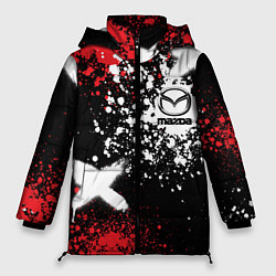 Куртка зимняя женская Мазда на фоне граффити и брызг красок, цвет: 3D-черный