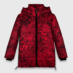 Куртка зимняя женская Абстрактная текстура тёмно-красный, цвет: 3D-черный