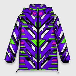 Женская зимняя куртка Техно броня фиолетово-зелёная