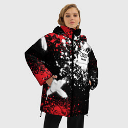 Куртка зимняя женская Ауди на фоне граффити и брызг красок, цвет: 3D-черный — фото 2