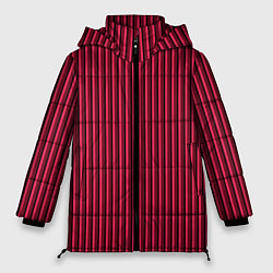 Куртка зимняя женская Красно-розовый полосатый, цвет: 3D-черный