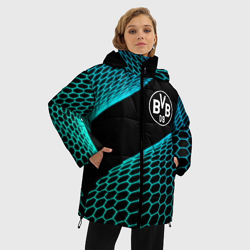 Женская зимняя куртка Borussia football net / 3D-Черный – фото 3