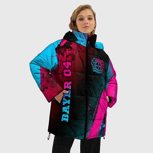 Женская зимняя куртка Bayer 04 - neon gradient вертикально / 3D-Черный – фото 3