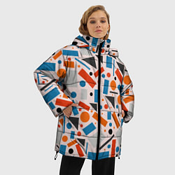 Куртка зимняя женская Прямоугольники и круги, цвет: 3D-красный — фото 2