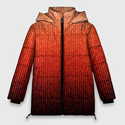 Женская зимняя куртка Полосатый градиент оранжево-красный в чёрный