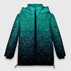 Куртка зимняя женская Градиент мелкая мозаика аквамарин, цвет: 3D-черный