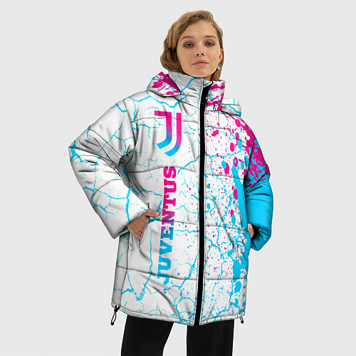 Женская зимняя куртка Juventus neon gradient style по-вертикали / 3D-Черный – фото 3