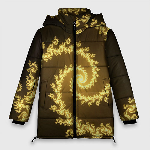 Женская зимняя куртка Желтая спираль фракталов / 3D-Красный – фото 1