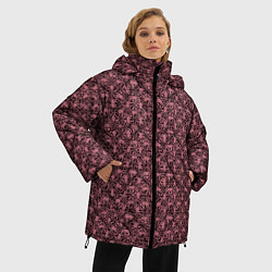 Куртка зимняя женская Паттерн стилизованные цветы чёрно-розовый, цвет: 3D-черный — фото 2