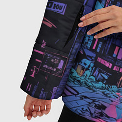 Куртка зимняя женская Киберпанк город в стиле комиксов, цвет: 3D-красный — фото 2