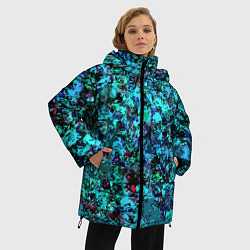 Куртка зимняя женская Абстракция яркий бирюзовый, цвет: 3D-черный — фото 2