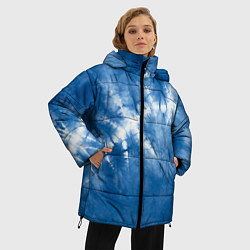Куртка зимняя женская Японский тай-дай абстракция, цвет: 3D-светло-серый — фото 2