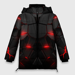 Куртка зимняя женская Броня киборга в виде плит с подсветкой, цвет: 3D-черный