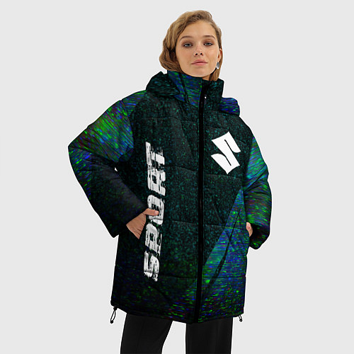 Женская зимняя куртка Suzuki sport glitch blue / 3D-Черный – фото 3