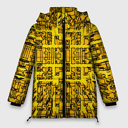Куртка зимняя женская Жёлтые фигуры с эффектом рыбьего глаза, цвет: 3D-черный