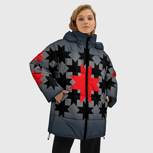 Женская зимняя куртка Этно серый / 3D-Черный – фото 3