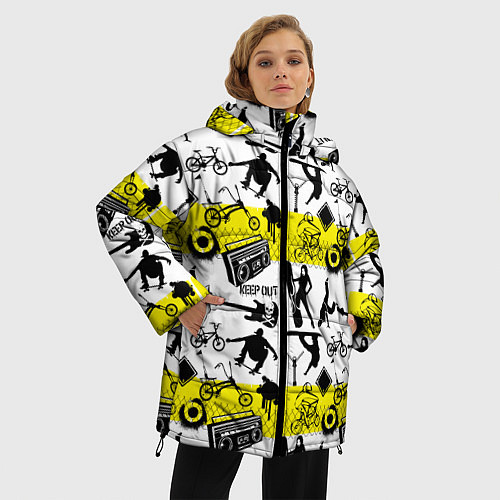 Женская зимняя куртка Keep out - экстримальные хобби / 3D-Черный – фото 3