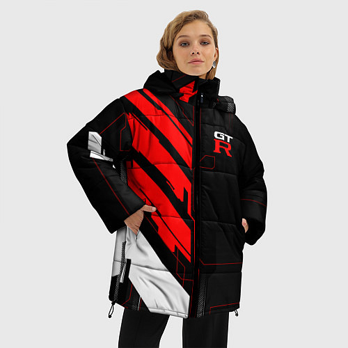 Женская зимняя куртка Nissan GTR - Cyber / 3D-Черный – фото 3