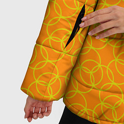 Куртка зимняя женская Паттерн из окружностей оранжевый, цвет: 3D-красный — фото 2
