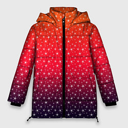 Куртка зимняя женская Градиент оранжево-фиолетовый со звёздочками, цвет: 3D-красный
