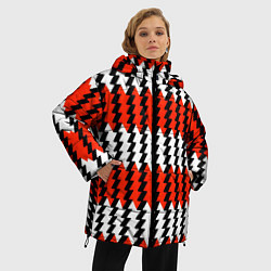 Куртка зимняя женская Вертикальные красно-белые полосы, цвет: 3D-светло-серый — фото 2