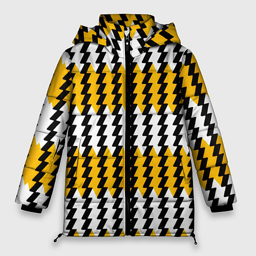 Женская зимняя куртка Вертикальные жёлто-белые полосы / 3D-Красный – фото 1