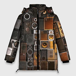 Куртка зимняя женская Винтажные колонки, цвет: 3D-черный