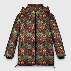 Куртка зимняя женская Золотые звездочки СССР, цвет: 3D-красный