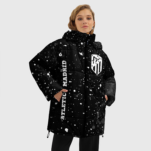 Женская зимняя куртка Atletico Madrid sport на темном фоне вертикально / 3D-Черный – фото 3