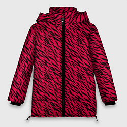 Куртка зимняя женская Яркий чёрно-розовый шкура, цвет: 3D-черный