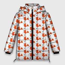 Куртка зимняя женская Миленькие рыжие птички, цвет: 3D-черный