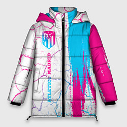 Куртка зимняя женская Atletico Madrid neon gradient style по-вертикали, цвет: 3D-черный