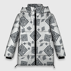Куртка зимняя женская Ромб лабиринт паттерн, цвет: 3D-светло-серый