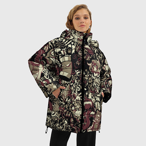 Женская зимняя куртка Граффити патерн / 3D-Черный – фото 3