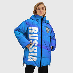 Куртка зимняя женская Россия - синие волны, цвет: 3D-светло-серый — фото 2