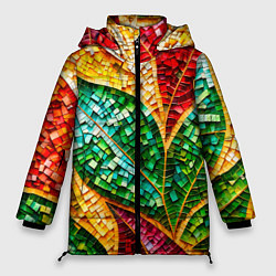 Куртка зимняя женская Яркая мозаика с разноцветным абстрактным узором и, цвет: 3D-черный