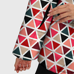 Куртка зимняя женская Бирюзово-розовый геометричный треугольники, цвет: 3D-красный — фото 2