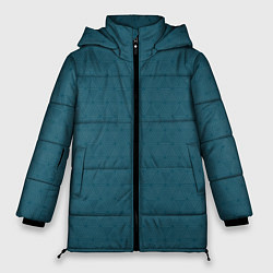 Куртка зимняя женская Тёмно-синий паттерн треугольники однотонный, цвет: 3D-черный