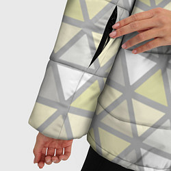 Куртка зимняя женская Паттерн геометрия светлый жёлто-серый, цвет: 3D-светло-серый — фото 2