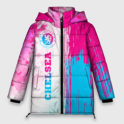 Куртка зимняя женская Chelsea neon gradient style по-вертикали, цвет: 3D-черный