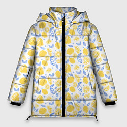 Куртка зимняя женская Летний вайб - паттерн лимонов, цвет: 3D-черный