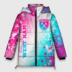 Куртка зимняя женская West Ham neon gradient style вертикально, цвет: 3D-черный