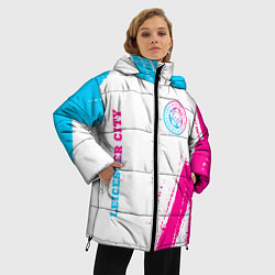 Куртка зимняя женская Leicester City neon gradient style вертикально, цвет: 3D-черный — фото 2
