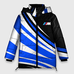 Куртка зимняя женская BMW M - синие волны, цвет: 3D-черный